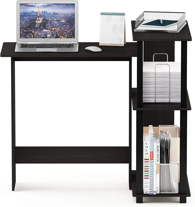 Furinno Abbott Corner Computer Desk with Bookshelf, Espresso/Black - Image 4