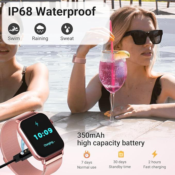 Trendia Smart Watches for Women - 1.83'' HD 2026 Fitness Tracker with Answer and Make Calls with Heart Rate Sleep SpO2 Monitor 120+ Sport Modes IP68 Waterproof and Compatible iPhone and Android Pink - Image 6