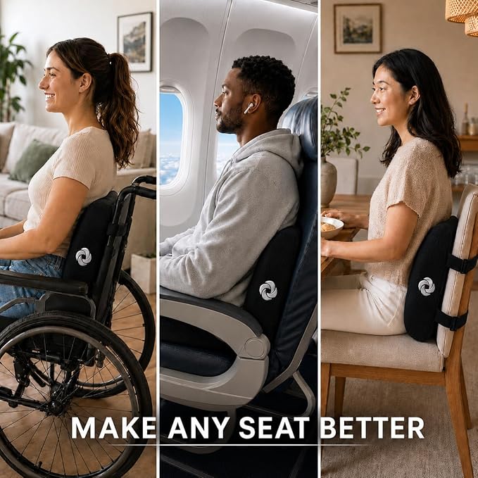 Samsonite Lumbar Support Pillow for Office Chair, Lower Back Support for Car, Back Pillow Desk Chair Cushion with Memory Foam, Improved Posture Backrest - Image 4