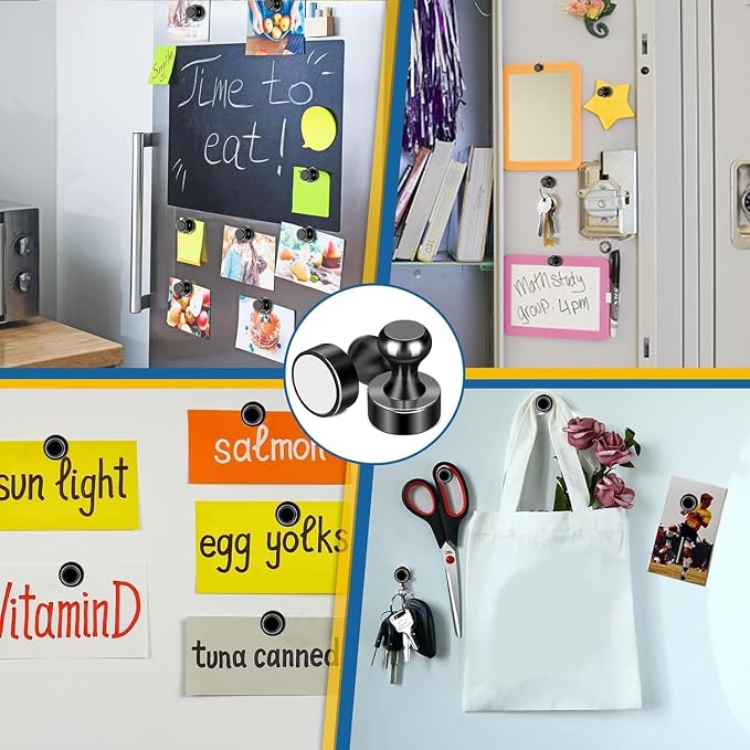 LOVIMAG Fridge Magnets 20Pcs, Magnet for Refrigerator Whiteboard, Black | Small Strong Neodymium Metal Cute Push Pin for Classroom, Kitchen, Accessories Decorative, Office, Calendar - Image 6