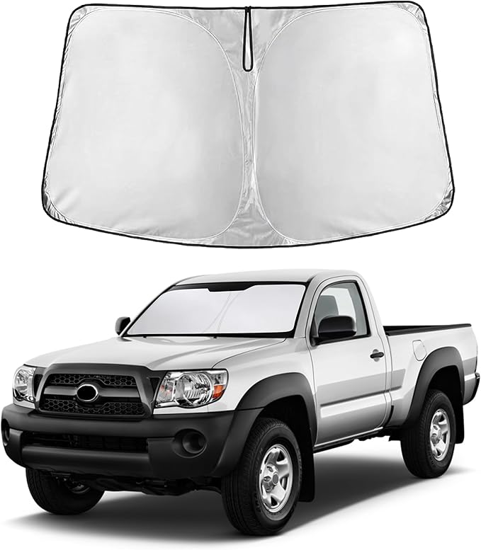 EcoNour Windshield Sunshade Compatible for Toyota Tacoma 2005-2013 2014 2015 SR, SR5, TRD (Sport, Off-Road, Limited, TRD Pro) Sun Visor for Front Window Sun Shade Cover, UV Protector, Car Accessories by EcoNour