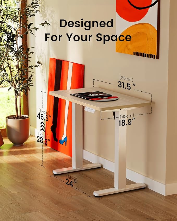 ErGear Height Adjustable Electric Standing Desk, 32 x 19 Inches Sit Stand up Desk, Memory Computer Home Office Desk, Natural - Image 3