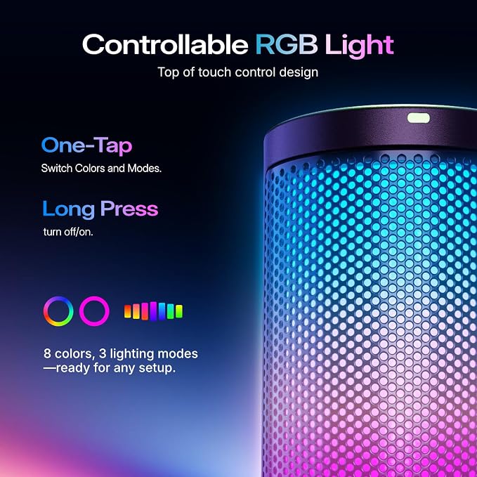 MAONO DGM20S Gaming Microphone for PC with Clear Voice & Noise Reduction | RGB Lighting, Tap-to-mute, Gain Control, Headphone Monitoring and Boom Arm for Discord Gaming, Streaming, Content Creation - Image 6
