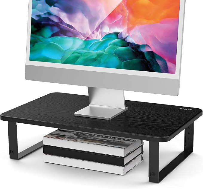 BESIGN MS01 Monitor Stand Riser, Height Adjustable Laptop Stand, Computer Monitor Stand for Monitor, Computer,Laptop,Printer (Black) by BESIGN