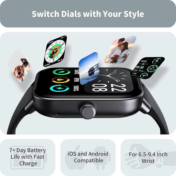 Smart Watches for Men Women, 1.8" Screen Activity Tracker, Heart Rate/Sleep/SpO2 Monitor, Make/Answer Calls, IP68 Waterproof Smartwatch for iPhone & Android, 101+ Sport Modes Fitness Reloj Inteligente - Image 5