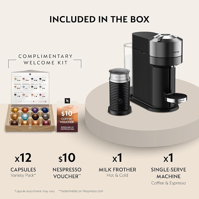 Nespresso Vertuo Next Deluxe Coffee and Espresso Maker, Pure Chrome with Aeroccino Milk Frother,1.1 liter, Black,Dark Chrome - Image 3