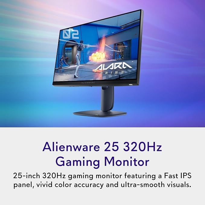 Alienware 24 Gaming Monitor AW2525HM, FHD IPS Panel, 320Hz, 0.5ms, G-SYNC | FreeSync Premium, 400 Nit Brightness, 1000:1 Contrast, 99% sRGB, Anti-Glare, USB Hub, Height Tilt Swivel, VESA 100x100 - Image 2