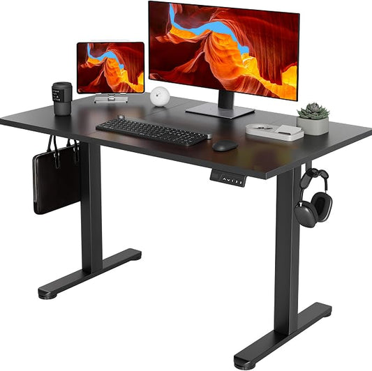 YDN 48 x 24 Inch Black Electric Standing Desk | Adjustable Height, Sit Stand, Cable Management, Ergonomic, Home Office by YDN