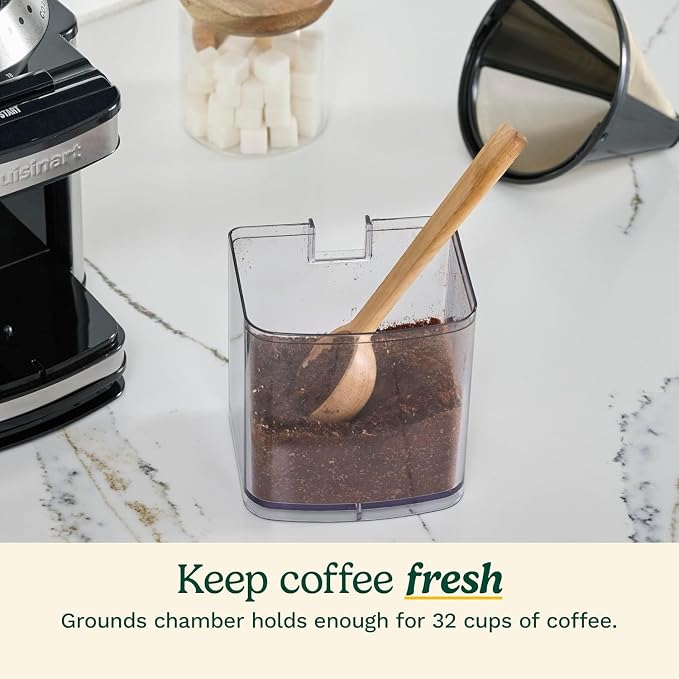 Cuisinart Coffee Grinder, Electric One-Touch Automatic Burr Coffee Grinder with 18-Position Grind Selector, Cup Size Selector for 4 – 18 Cups, White Stainless Steel - Image 4