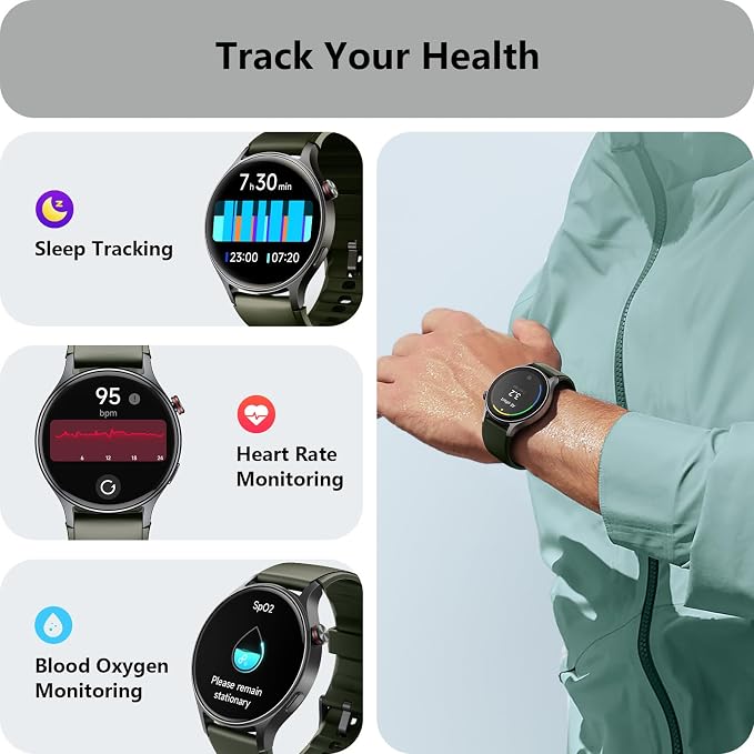 Smart Watch for Men Women, Answer/Make Call, AMOLED Ultra-Clear Screen Activity Trackers with Heart Rate/Sleep/SpO2 Monitor, Smartwatch for iPhone/Samsung/Android, 110+ Sport Modes, 3ATM Waterproof - Image 2