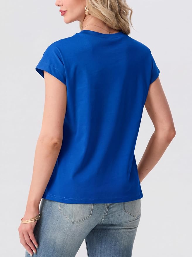 GRECERELLE Womens Summer Tops Cap Sleeve Crew Neck Basic T-Shirt | Everyday Casual Wear, Layering Friendly, Wrinkle-Resistant, Business Casual Ready, Lightweight & Packable, Capsule Wardrobe - Image 7