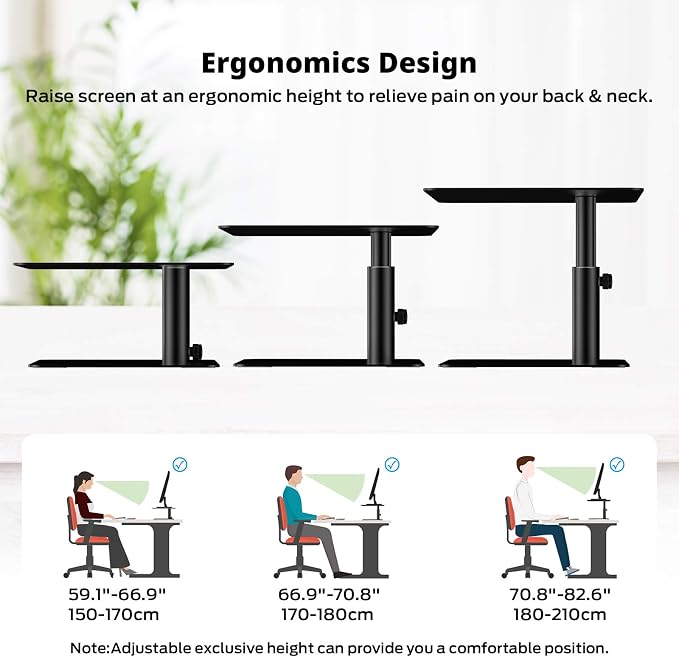 BoYata Monitor Stand, Adjustable Monitor Riser Metal Computer Stand Compatible with TV, PC, Laptop, Computer, iMac, and All Screen Display-Black - Image 5