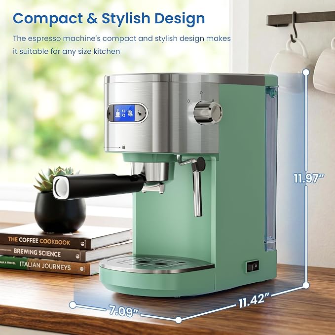 COWSAR Espresso Machine,Expresso Coffee Machines,Espresso Maker with Milk Frother Steam Wand & 40oz Removable Water Tank，Stainless Steel Compact Cappuccino & Latte Machine - Image 8