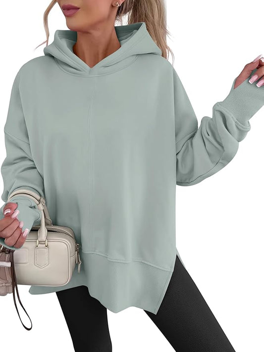 ANRABESS Womens Oversized Hoodies Long Sleeve Fleece Side Slit Hooded Sweatshirts Pullover 2026 Fall Outfits Y2K Clothes by ANRABESS