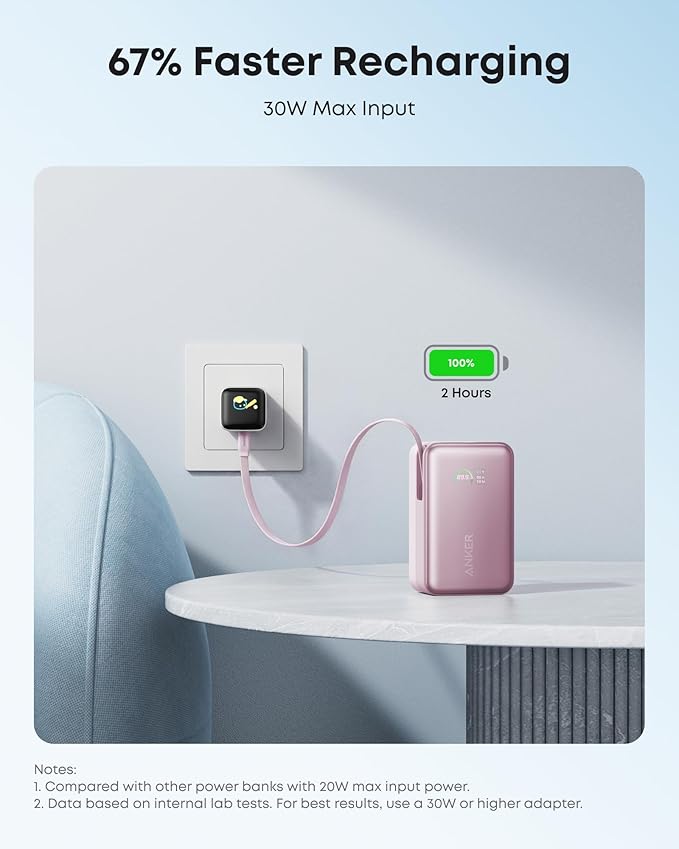 Anker Nano Power Bank, 45W 10,000mAh Portable Charger, iPhone Battery Pack | Built-In Retractable USB-C Cable, for iPhone 17 / 16 Series, iPad, Galaxy, Pixel, and More, Compact Travel Design - Image 7