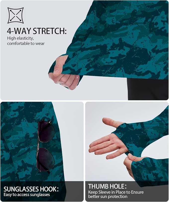 ZITY Men's Sun Protection Shirts Long Sleeve Rash Guard Hoodie UV UPF 50+ Fishing Running Athletic Sweatshirts - Image 3