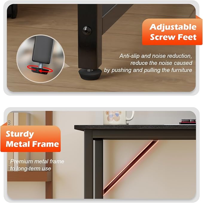 BestOffice Computer Desk,Home Office Desk, Modern Simple Style for Home Office Study Writing (Black, 47 Inch) - Image 6