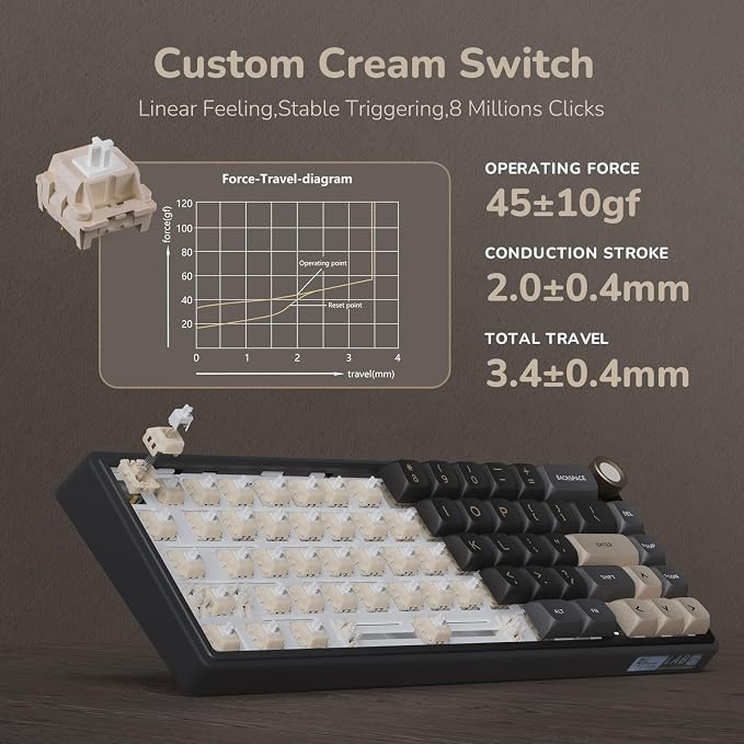 RK ROYAL KLUDGE R65 Wired Gaming Keyboard with Volume Knob, 60% Percent RGB Backlit Mechanical Keyboard Gasket Mount with PBT Keycaps, MDA Profile, QMK/VIA, 66 Keys Hot Swappable Cream Switch, Black - Image 7