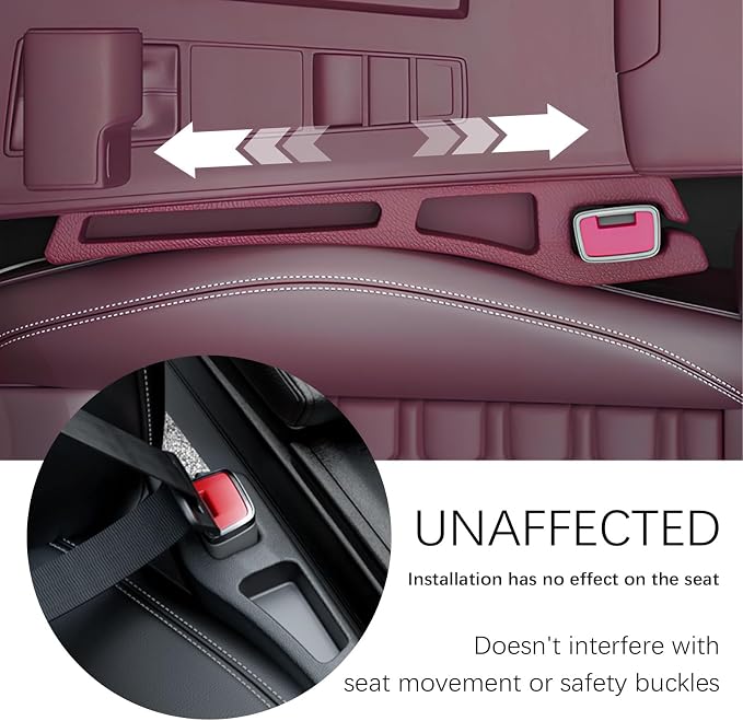 2PCS Car Seat Gap Filler Organizer,2 in 1 Car Gap Filler with Fill and Storage Function for Storing Phones Keys Cards,Universal Multifunctional No Drop Seat Guard for Cars (Red) - Image 4
