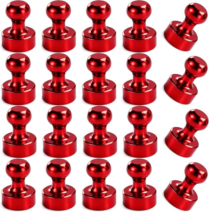 LOVIMAG Fridge Magnets 20Pcs, Magnet for Refrigerator Whiteboard, Red | Small Strong Neodymium Metal Cute Push Pin for Classroom, Kitchen, Accessories Decorative, Office, Calendar by LOVIMAG