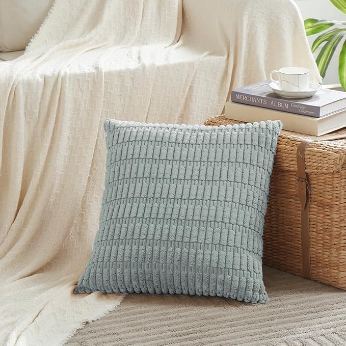 Fancy Homi 4 Packs Decorative Throw Pillow Covers for Living Room Couch Bed, Modern Farmhouse Boho Home Décor Accent Cushion Case, 14" x 14", Grey Blue - Image 2