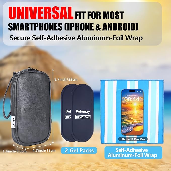 Thermal Phone Cooling Pouch for Beach & Pool iPhone Cooling Bag with 2 Reusable Gel Packs Prevent Overheating Phone Cooler Bag for Summer Heat - Image 5