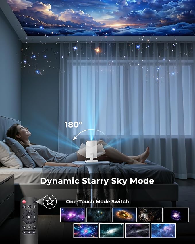 Mini Projector, Portable Projector with Wifi and Bluetooth, Built in Apps | Support 4K 1080P, 180° Rotation, Auto Keystone, Movie Projector Compatible With HDMI/USB/TV Stick/Smartphone/Laptop - Image 5
