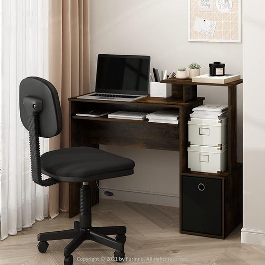 Furinno ECON Desk, 40" Gaming Desk with Keyboard Tray, Computer Desk, Office Desk with Side Shelves and Storage Bin, 40-Inch, for Home Office, Study Room, Dorm, Amber Oak by Furinno-FitsYourSpaceFitsYourBudget