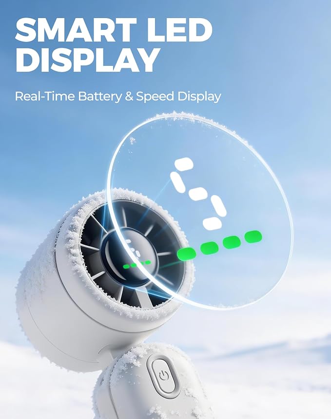 Diveblues Mini Handheld Fan, 30ft/s Portable Turbo Fan [12H Max Cooling], 4000mAh Personal Fan with LED Display, 3-in-1 Hand Held/Neck/Desk Fan for Travel, Cruise, Disney Essentials - Image 6