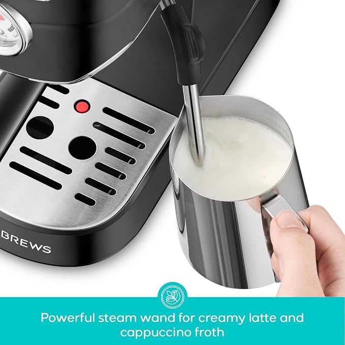CASABREWS CM5418 Espresso Machine, Espresso Coffee Maker with Steam Wand | Stainless Steel, 20-Bar Pump, Built-in Pressure Gauge, Powerful Steam Wand for Cappuccino Latte for Home, 34oz Water Tank - Image 3