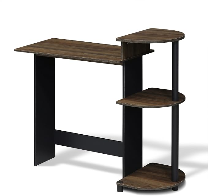 Furinno COMPACT Desk, 28.5" Wide Gaming Desk with Shelves, Computer Desk with Book Shelf, Office Desk for Home Office, Study Room, Dorm, Bedroom, Columbia Walnut by Furinno-FitsYourSpaceFitsYourBudget