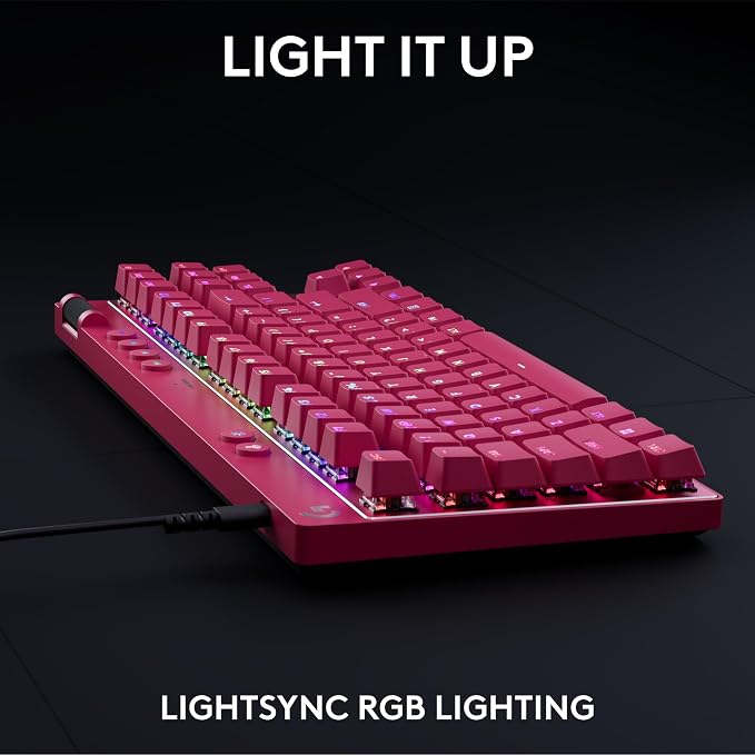 Logitech G PRO X TKL Rapid Gaming Keyboard (Hall-Effect) - Magenta | Hall-Effect Magnetic Analog Switches with Rapid Trigger, Lightsync RGB, Detachable USB-C Cable, Volume Roller & Media Buttons - Image 6