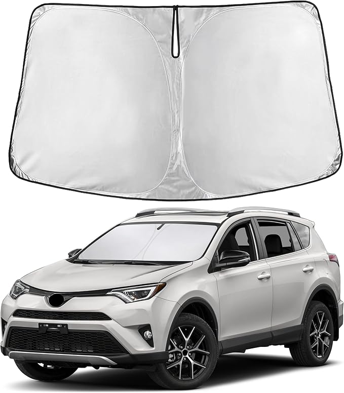 EcoNour Windshield Sunshade Compatible for Toyota RAV4 2013-2016 2017 2018, LE, XLE, Premium, XSE, Limited, SE, TRD Off-Road, Sun Visor for Front Window Sun Shade Cover, Car Accessories by EcoNour