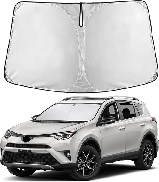 EcoNour Windshield Sunshade Compatible for Toyota RAV4 2013-2016 2017 2018, LE, XLE, Premium, XSE, Limited, SE, TRD Off-Road, Sun Visor for Front Window Sun Shade Cover, Car Accessories by EcoNour