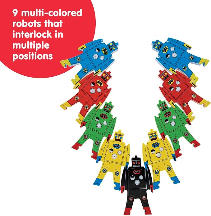 Schylling Stacking Robots - Colorful Wooden Stacking Toy for Kids - 9 pcs. Fun Puzzle for Balancing and Imaginative Play - Ages 3 and Up - Image 2