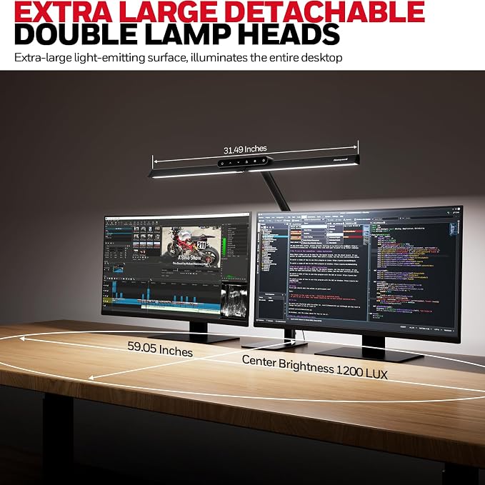 Honeywell HJ1BK Eye-Caring 1200LM LED Architect Desk Lamp for Home Office | CRI≥97, Flicker-Free，4 Color Temps,Task Desk Light with Base for Computer,Study,Black - Image 4
