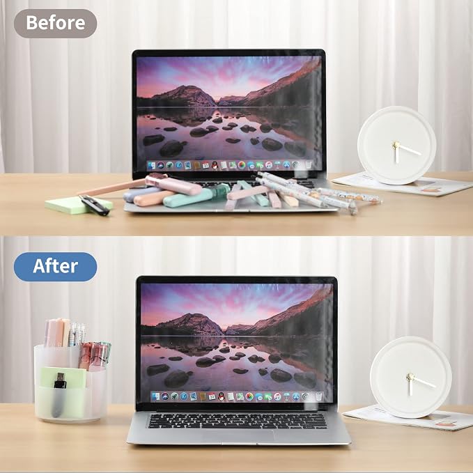Desk Pencil Pen Holder, 3 Slots 360-Degree Spinning Organizers, Desktop Storage Stationery Supplies, Cute Cup Pot for Office, School, Art Supply, Kids - Clear - Image 4