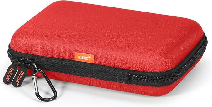 Pure-Red Shockproof Hard Shell Carrying Case for Portable External Hard Drive, Power Bank, Charger, Seagate Game Drive, Cell Phone, Electronic, Women Accessories - Large Storage Pouch Travel Bag by GLCON