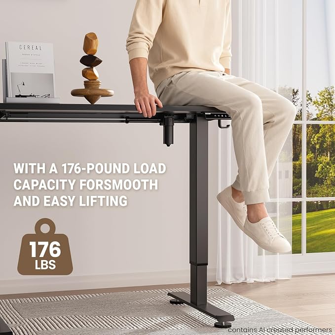 Veken Standing Desk, Black, 47.2×23.6 Inch | Height Adjustable Sit Stand Up Computer Tables for Home Office, Study , Writing, Suit students, employees and group work - Image 5