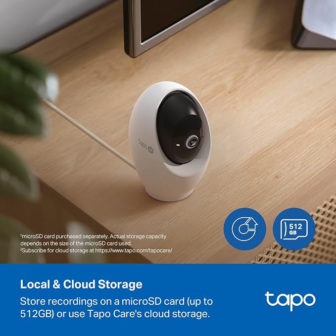 Tapo 4K Indoor Pan/Tilt Wired Security Camera - Works as a Baby Monitor, Person/Pet Detection, Facial Recognition, 360° AI Motion Tracking, Subscription-Free Local Storage or Optional Cloud, C260 - Image 11