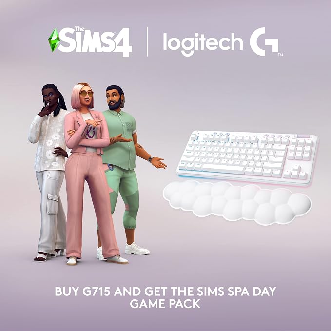Logitech G715 Wireless Mechanical Gaming Keyboard - White Mist | LIGHTSYNC RGB, Lightspeed wireless, mechanical linear switches, keyboard palm rest, PC/Mac compatible - Image 3