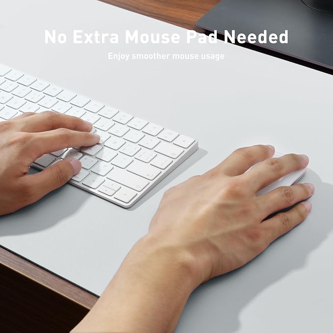 Aothia Leather Desk Pad Protector, Office Mat, Large Mouse Pad, Non-Slip PU Leather Blotter, Laptop Desk Pad, Waterproof Writing Pad for Office and Home (Barely Grey, 31.5" x 15.7") - Image 3