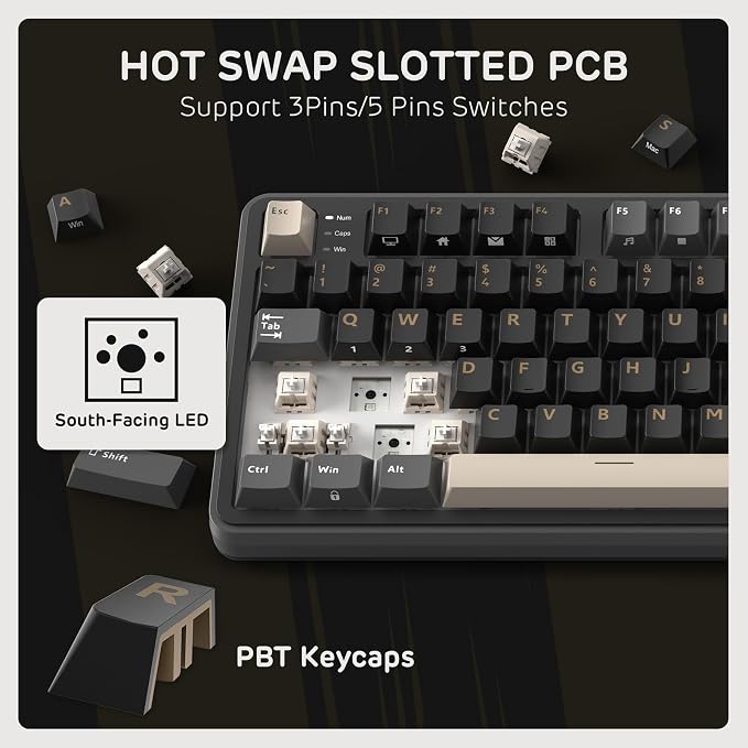 RK ROYAL KLUDGE S98 Wireless Mechanical Keyboard w/Smart Display & Knob | 96% Top Mount RGB Gaming Keyboard BT/2.4G/USB-C, 5-Layer Noise Dampening, Creamy Sound Pre-lubed Switch,Hot Swap, 98 Keys - Image 6