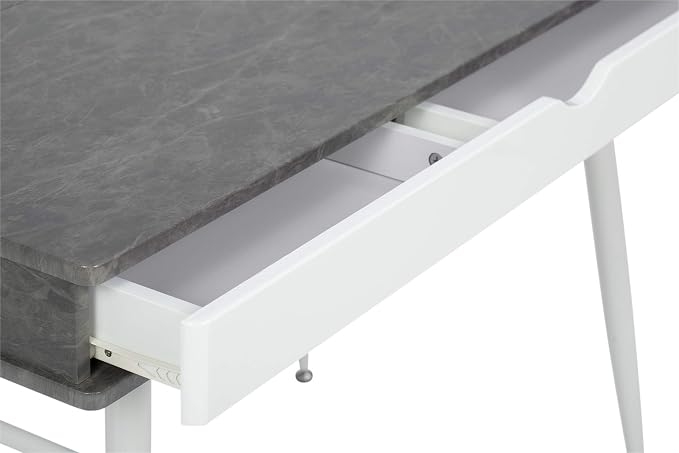 Calico Designs 51252 Alcove Modern Large Split Drawer in White/Cement Gray Desk with Storage - Image 8