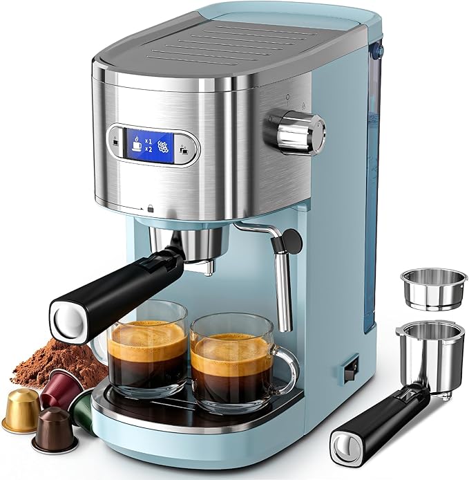 COWSAR Espresso Machine,Expresso Coffee Machines,Espresso Maker with Milk Frother Steam Wand & 40oz Removable Water Tank，Stainless Steel Compact Cappuccino & Latte Machine by COWSAR