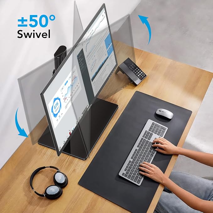 AX WABER Single Monitor Desk Stand Free-Standing Desk Mount Arm Riser for 13 inch to 32 inch Screen Freestanding VESA Mount Base, Adjustable Height, Tilt, Swivel, Rotation, Black AX05TB01 - Image 4