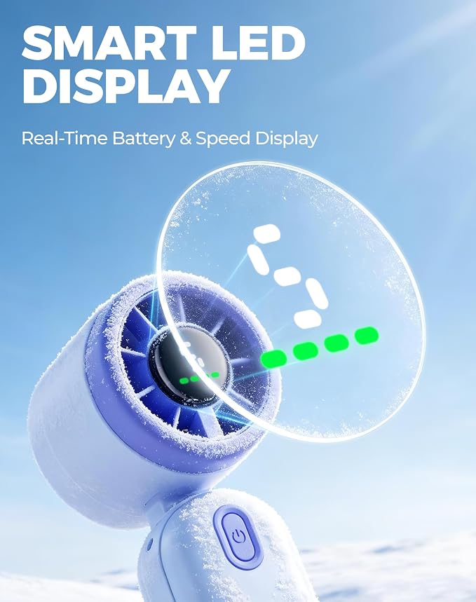 Diveblues Mini Handheld Fan, 30ft/s Portable Turbo Fan [12H Max Cooling], 4000mAh Personal Fan with LED Display, 3-in-1 Hand Held/Neck/Desk Fan for Travel, Cruise, Disney Essentials - Image 7