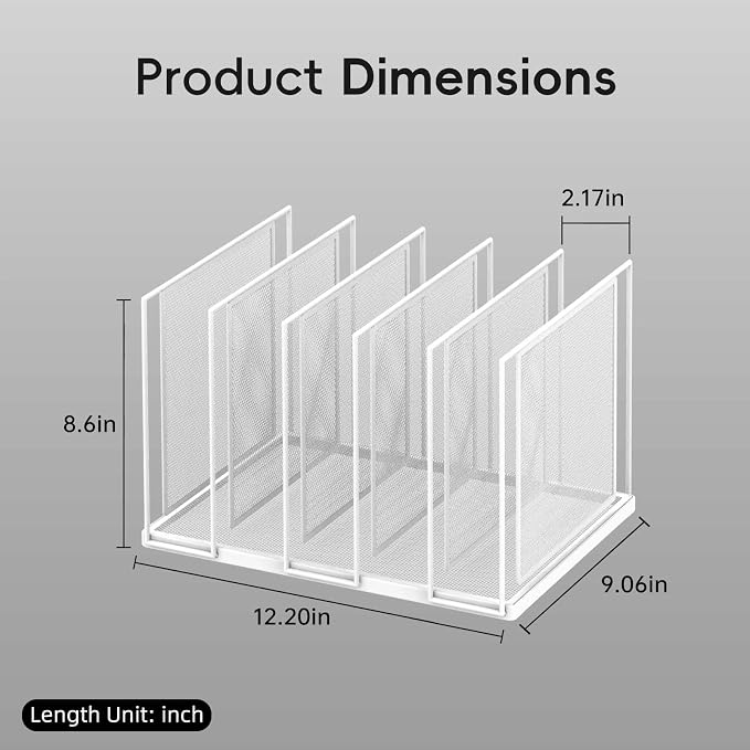 File Organizer for Desk, 5-Section Vertical File Sorter, Paper Holder Organizer Standing Metal File Folder for Office Home Classroom, White - Image 2