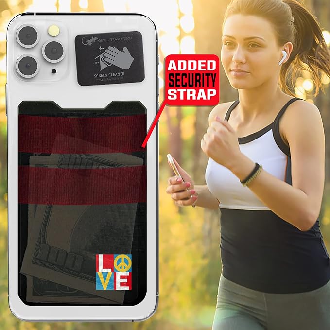Gecko Travel Tech Double Pocket - Adhesive Card Holder - Cell Phone Pouch - Stick on Spandex Pocket - Carry Credit Cards and Cash (2 PACK - ENLIGHTENED - COMBO) - Image 8