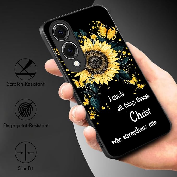 Designed for Galaxy S25 Edge Phone Case,Slim Silicone Shockproof Protective Case for Galaxy S25 Edge 6.7 inch,Sunflower Butterflies - Image 3